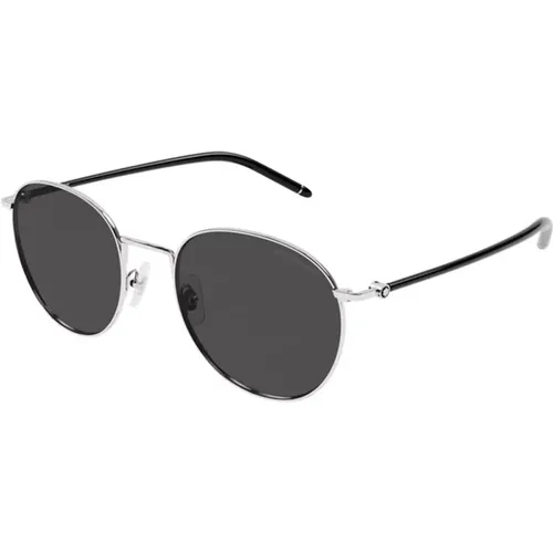 Silver Grey Sunglasses Mb0343Sa , unisex, Sizes: 55 MM - Montblanc - Modalova