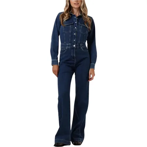 Eleganter Blauer Jumpsuit Luxe Lady , Damen, Größe: M - 7 For All Mankind - Modalova