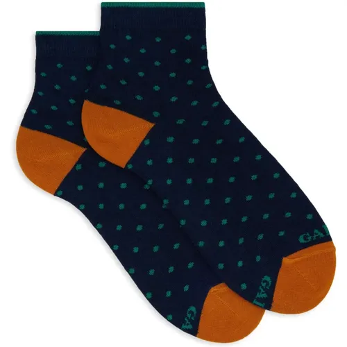 Damen superkurze blaue Baumwollsocken mit Punkten - Gallo - Modalova