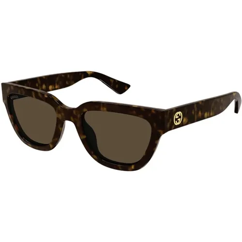 Katzenaugen-Acetat-Sonnenbrille in Braun Schildpatt , Damen, Größe: 54 MM - Gucci - Modalova