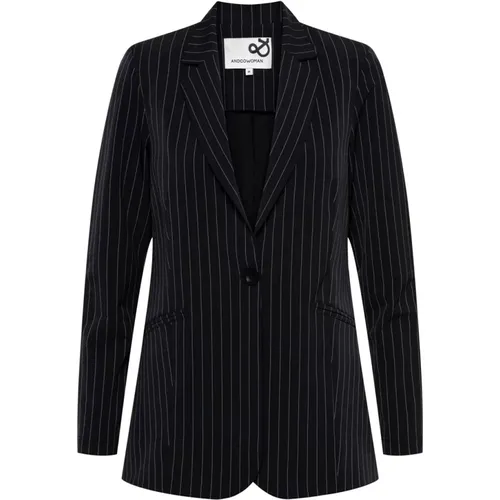 Phoebe Stripe Lange Blazer , Damen, Größe: 2XL - &Co Woman - Modalova