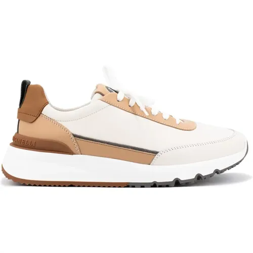 Mens Shoes Sneakers Latte_sabbia_cuoio_fumo Ss24 , male, Sizes: 6 UK, 10 UK - BRUNELLO CUCINELLI - Modalova