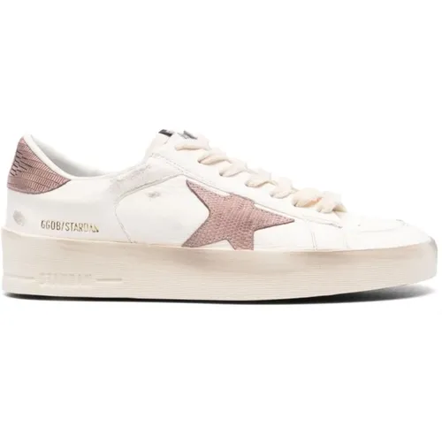 Rosa Sneakers Distressed Design Logo Patch , Damen, Größe: 40 EU - Golden Goose - Modalova