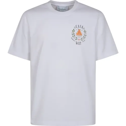 Bedrucktes T-Shirt in Weiß , Herren, Größe: 2XL - Casablanca - Modalova