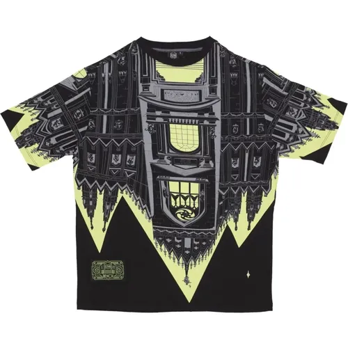 Milan Cathedral Print Tee Black/Lime , male, Sizes: L, XS, M, XL - Dolly Noire - Modalova