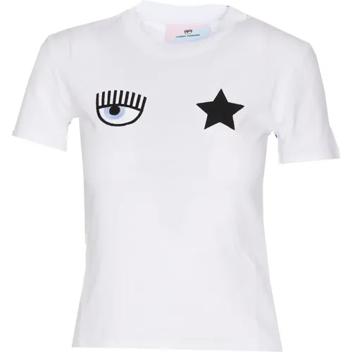 Weißes Eye Star Logo T-Shirt , Damen, Größe: M - Chiara Ferragni Collection - Modalova