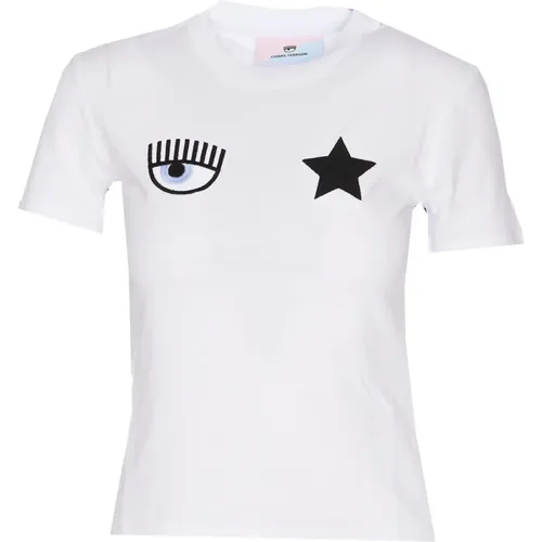 Weißes Eye Star Logo T-Shirt , Damen, Größe: XS - Chiara Ferragni Collection - Modalova