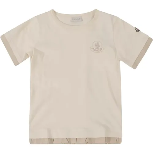 Weißes Jersey-T-Shirt mit gesticktem Logo - Moncler - Modalova