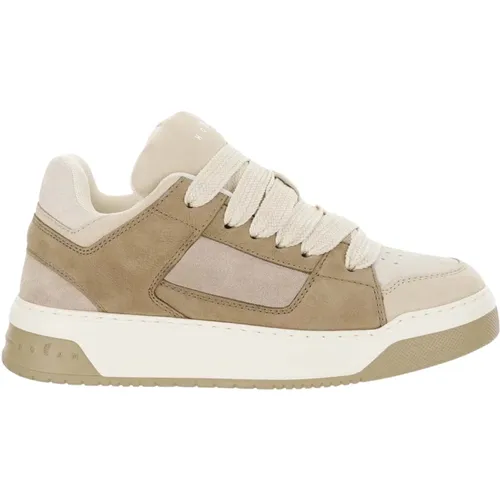 Leather Sneakers with Nubuck Inserts , female, Sizes: 3 UK, 5 UK, 7 UK, 4 1/2 UK, 6 1/2 UK, 4 UK, 5 1/2 UK, 6 UK - Hogan - Modalova