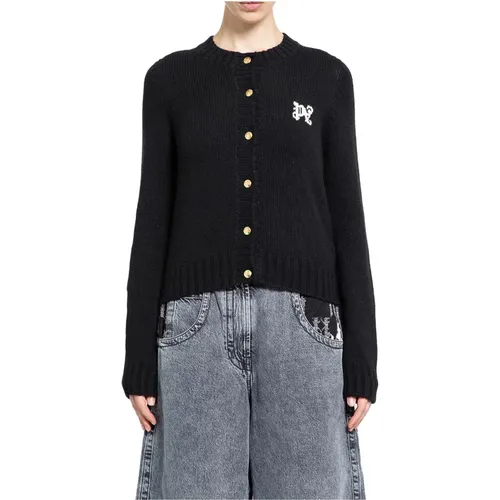 Monogram Cardigan Schwarz Off White , Damen, Größe: S - Palm Angels - Modalova