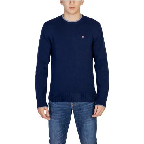 Blauer Strick Rundhals Pullover , Herren, Größe: XL - Napapijri - Modalova