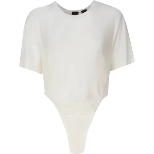 Linen Bodysuit with Short Sleeves , female, Sizes: L, M, XS - pinko - Modalova