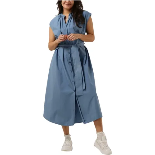 Kariertes Midi Kleid Hellblau , Damen, Größe: M - Knit-ted - Modalova