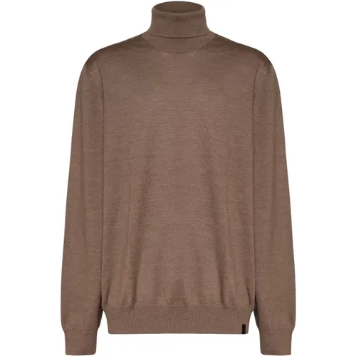 Taupe Wollpullover mit hohem Kragen , Herren, Größe: 3XL - Fay - Modalova