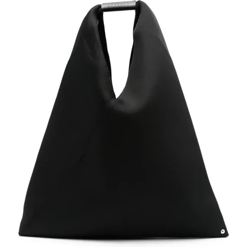 Schwarze Nylon-Handtasche mit Silber-Hardware , Damen, Größe: ONE Size - MM6 Maison Margiela - Modalova