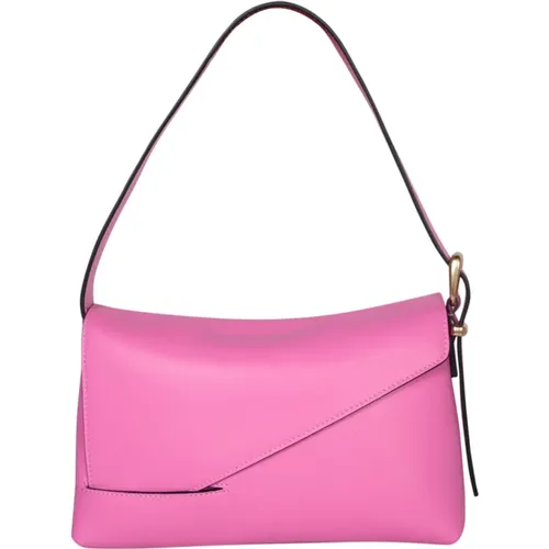 Foldover Leather Bag with Adjustable Strap , female, Sizes: ONE SIZE - Wandler - Modalova