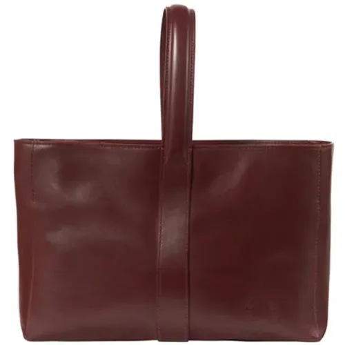 Moderne Burgunder Lederhandtasche , Damen, Größe: ONE Size - Ines De La Fressange Paris - Modalova