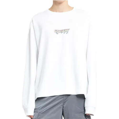 Weißes Boxy Fit Langarm T-Shirt , Herren, Größe: M - Givenchy - Modalova