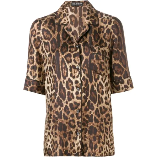 Seidenbluse mit Leopardenmuster - Dolce & Gabbana - Modalova