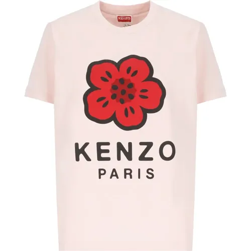 Rosa Blumenprint T-shirt , Damen, Größe: L - Kenzo - Modalova