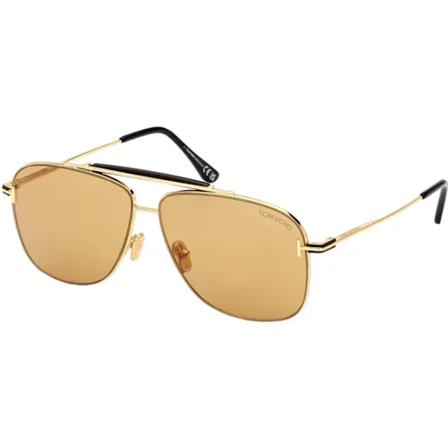 Goldene quadratische Sonnenbrille - Tom Ford - Modalova