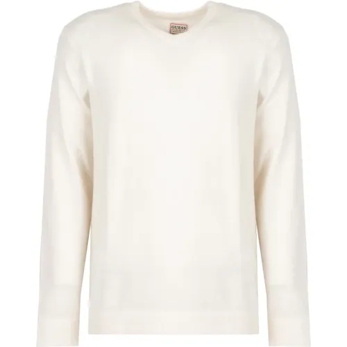 Gemütlicher V-Ausschnitt Sweatshirt , Damen, Größe: XL - Guess - Modalova