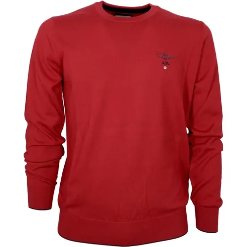 Casual Roter Pullover aus reiner Wolle , Herren, Größe: 4XL - aeronautica militare - Modalova