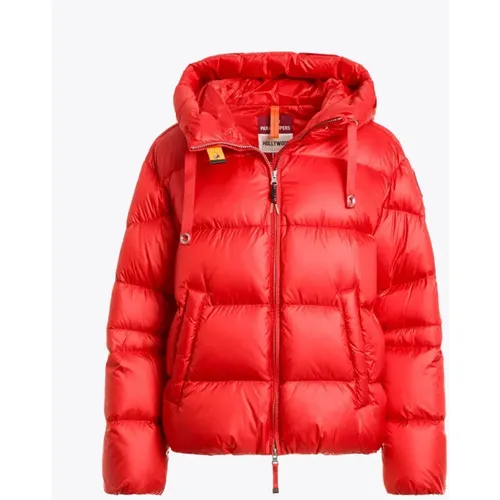 Kurze rote Daunenjacke mit Kapuze - Parajumpers - Modalova