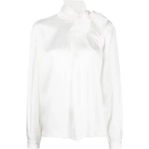 Taffeta Silk Shirt with Pleated Detail , female, Sizes: S - alberta ferretti - Modalova