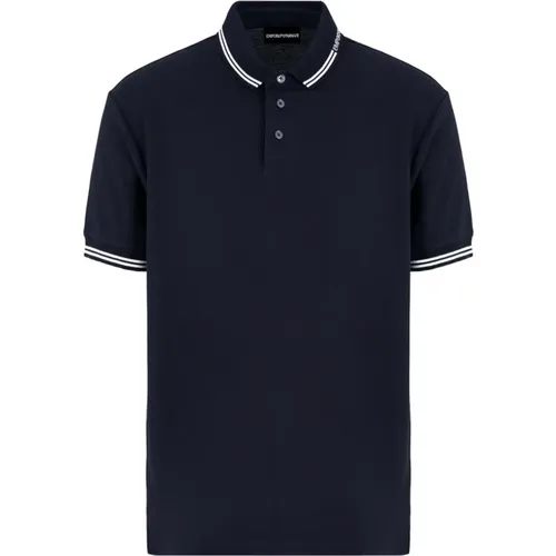 Blaues Logo-Gestreiftes Poloshirt , Herren, Größe: XL - Emporio Armani - Modalova