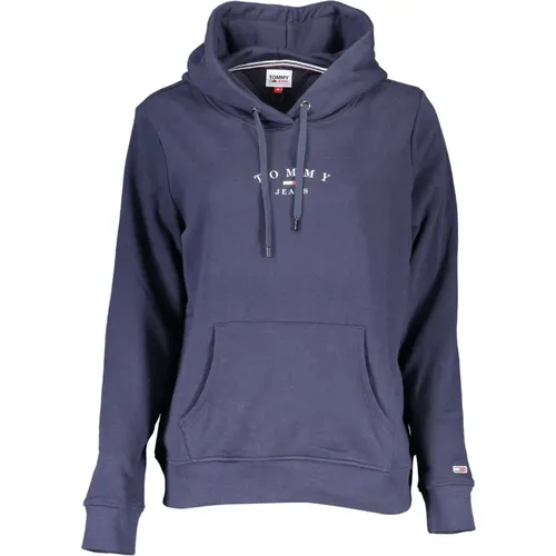 Blaue Baumwollkapuzenpullover mit Logo-Print , Herren, Größe: XL - Tommy Hilfiger - Modalova