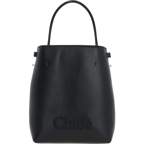 Schwarze Lederhandtasche - Ikonische Eleganz , Damen, Größe: ONE Size - Chloé - Modalova