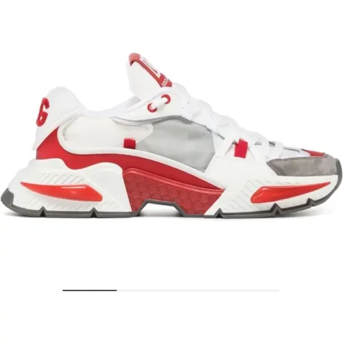 Men's Airmaster Sneakers in White and Red , male, Sizes: 11 UK, 8 UK, 8 1/2 UK, 9 1/2 UK, 9 UK, 10 UK - Dolce & Gabbana - Modalova