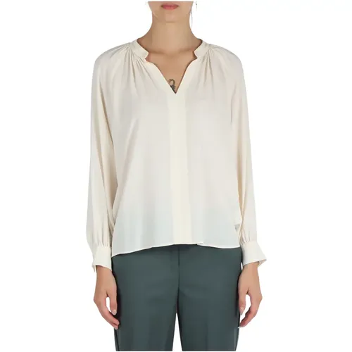 Silk V-neck blouse with long sleeves , female, Sizes: L, XS, M, XL, 2XS, S - Emme DI Marella - Modalova