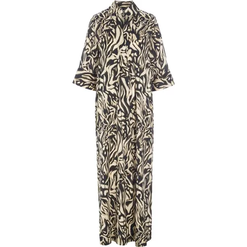 Monochrome Seiden Kimono Kleid , Damen, Größe: L - Dea Kudibal - Modalova
