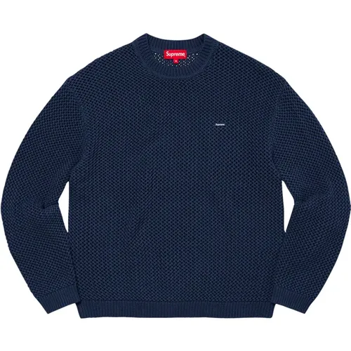 Navy Open Knit Sweater Limited Edition , Herren, Größe: L - Supreme - Modalova