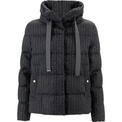 Grey Wool Blend Padded Coat , female, Sizes: XS - Herno - Modalova