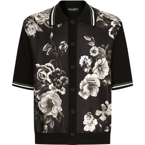 Flower Print Silk Shirt , male, Sizes: M, L - Dolce & Gabbana - Modalova