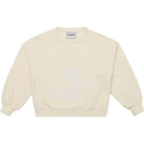 Kids - Cream-colored crew-neck crop sweatshirt - Iceberg - Modalova