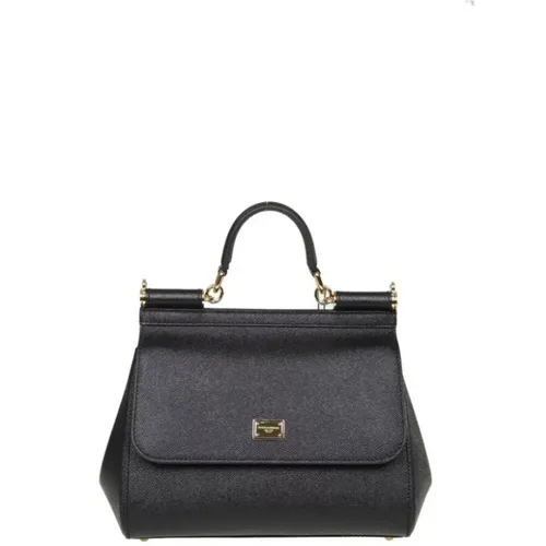 Small Sicily Bag In Dauphine Calfskin , female, Sizes: ONE SIZE - Dolce & Gabbana - Modalova