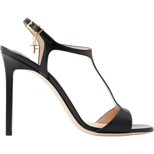 Schwarze Leder High Heel Sandalen , Damen, Größe: 40 EU - Tom Ford - Modalova