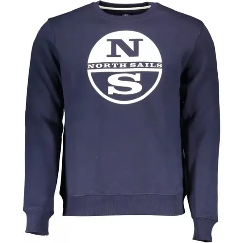 Blauer Baumwollpullover mit Logo-Print , Herren, Größe: L - North Sails - Modalova