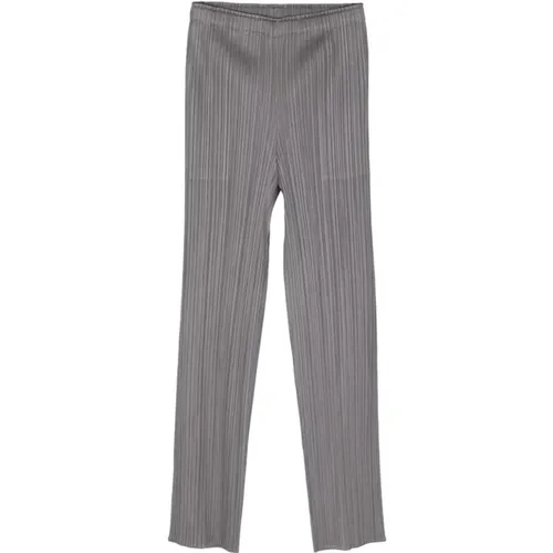 Grey Pleated Trousers , female, Sizes: L - Issey Miyake - Modalova