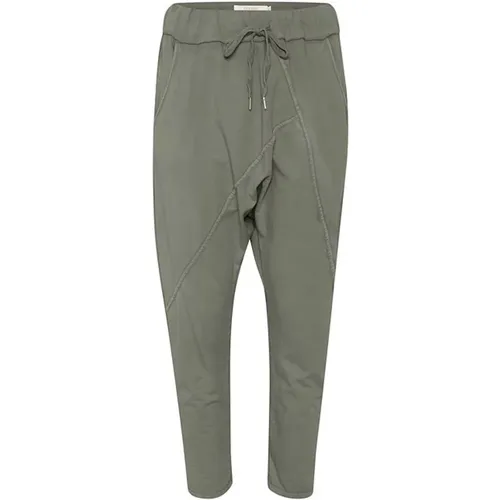 Relaxed Fit Grey Khaki Sweatpants , female, Sizes: L/XL, S/M - Cream - Modalova