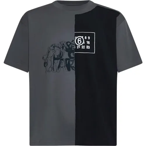 Grey T-shirts and Polos , male, Sizes: L, S, XL, M - MM6 Maison Margiela - Modalova