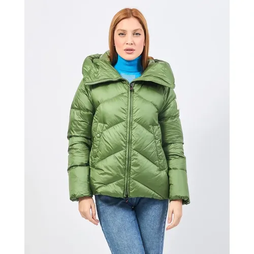 Grüne Helsinki Daunenjacke mit Kapuze , Damen, Größe: XS - Afterlabel - Modalova