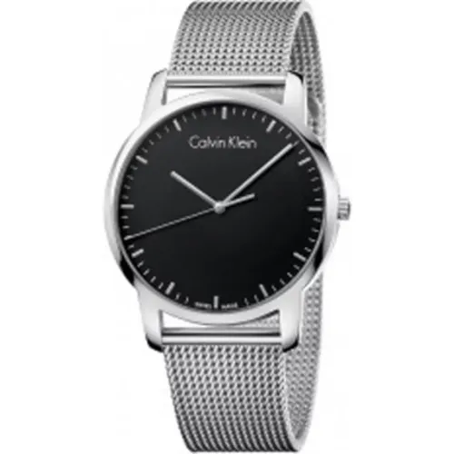 Modern Quartz Watch with Black Dial and Silver Steel Strap , female, Sizes: ONE SIZE - Calvin Klein - Modalova
