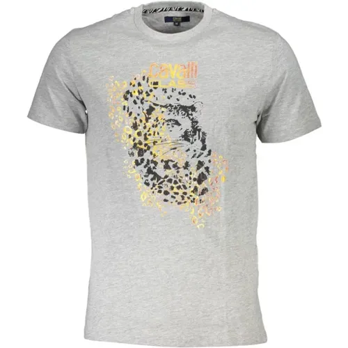 Grey Cotton Logo Print T-Shirt , male, Sizes: 2XL, M, XL, L - Cavalli Class - Modalova