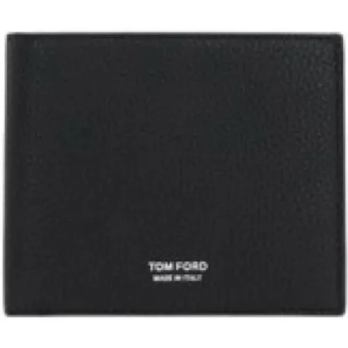 Schwarze Geldbörse aus gehämmertem Leder mit Logo , Herren, Größe: ONE Size - Tom Ford - Modalova