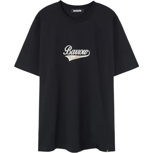 Schwarzes bedrucktes Rücken-T-Shirt , Herren, Größe: L - BARROW - Modalova